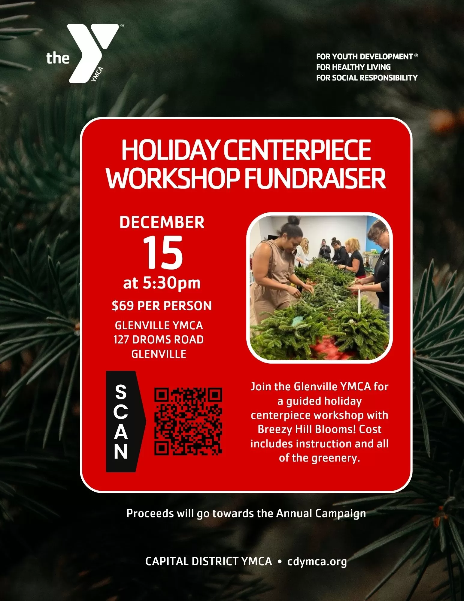 Flyer for holiday fundraiser on December 15