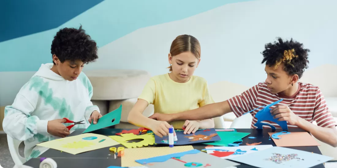 kids doing arts and crafts