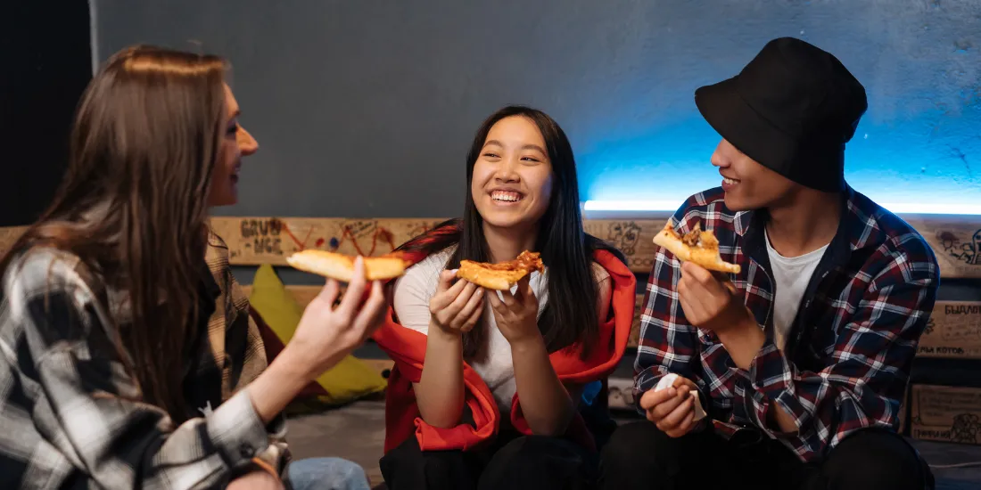 Teen Scene - Teens Eating Pizza